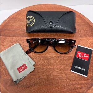 Ray-Ban Wayfarer Oval Tortoise Sunglasses Polished Pink Havana Brown NEW
